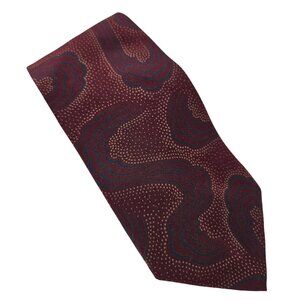 Bugatti Mens Silk Tie Abstract Print USA Burgundy Business Dress Formal